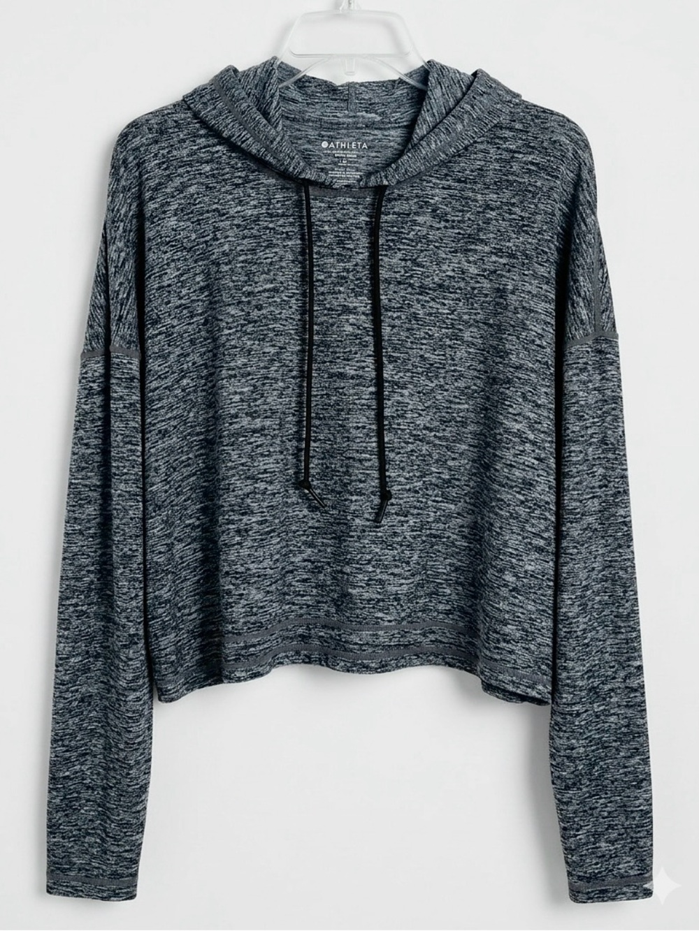 Athleta Uptempo Heathered Gray Cropped Pullover Hoodie - Large